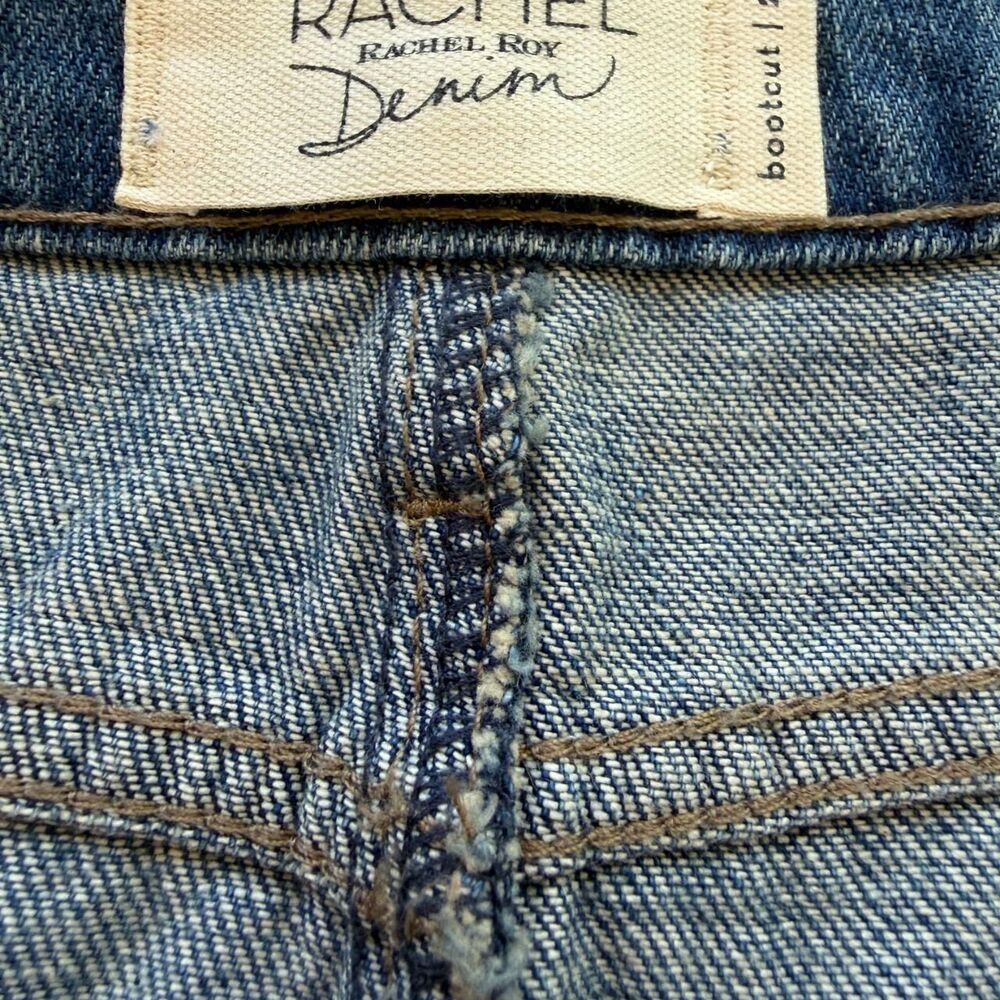 RACHEL Rachel Roy Patchwork Distressed Denim Mini Skirt - Size 26 - Picture 5 of 8